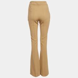 Pre Owned Elisabetta Franchi Beige Crepe Wide Led Trousers M
