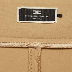 Pre Owned Elisabetta Franchi Beige Crepe Wide Led Trousers M