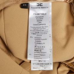 Pre Owned Elisabetta Franchi Beige Crepe Wide Led Trousers M