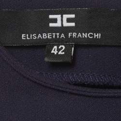 Pre Owned فستان قصير إليزابيتا فرانشي أزرق من الكريب مع زخرفة صغيرة مقاس متوسط