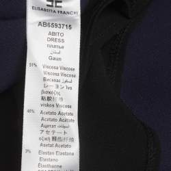 Pre Owned فستان قصير إليزابيتا فرانشي أزرق من الكريب مع زخرفة صغيرة مقاس متوسط