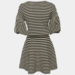 Pre Owned فستان إليزابيتا فرانشي مخطط أسود/أبيض قصير حياكة مقاس صغير (سمول)