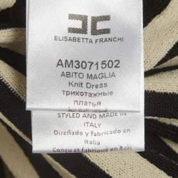 Pre Owned فستان إليزابيتا فرانشي مخطط أسود/أبيض قصير حياكة مقاس صغير (سمول)