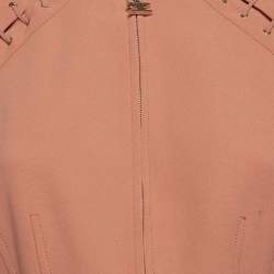 Pre Owned Elisabetta Franchi Peach Crepe Lace-Up Jacket M