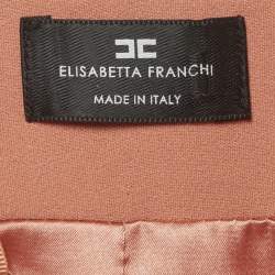 Pre Owned Elisabetta Franchi Peach Crepe Lace-Up Jacket M