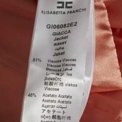 Pre Owned Elisabetta Franchi Peach Crepe Lace-Up Jacket M