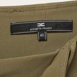 مملوكة مسبقًا Elisabetta Franchi Green Crepe Slim Fit Trousers S