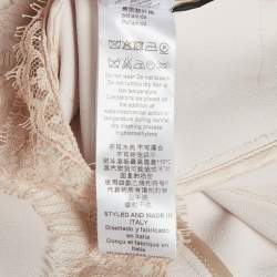 Pre Owned Elisabetta Franchi Beige Stretch Crepe Lace Trim Corset Top M