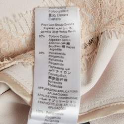 Pre Owned Elisabetta Franchi Beige Stretch Crepe Lace Trim Corset Top M