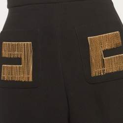 Pre Owned بنطلون إليزابيتا فرانكي كريب  مطاطي أسود جرس كبير