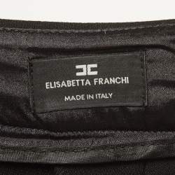 Pre Owned بنطلون إليزابيتا فرانكي كريب مطاطي أسود جرس كبير
