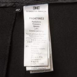 Pre Owned بنطلون إليزابيتا فرانكي كريب مطاطي أسود جرس كبير