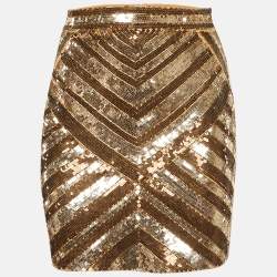 مملوكة مسبقًا Elisabetta Franchi Gold Sequined Mini Skirt S