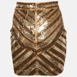 مملوكة مسبقًا Elisabetta Franchi Gold Sequined Mini Skirt S