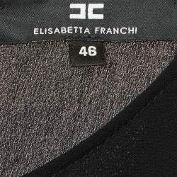 Pre Owned Elisabetta Franchi Black Chiffon Belted Open Back Top L