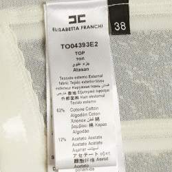 Pre Owned Elisabetta Franchi Blue Tweed Embroidered Bustier Top S