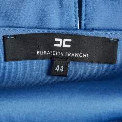 Pre Owned Elisabetta Franchi Blue Snake Print Detail Neoprene Short Sleeve Top M