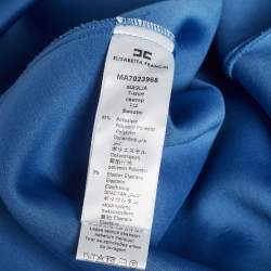 Pre Owned Elisabetta Franchi Blue Snake Print Detail Neoprene Short Sleeve Top M