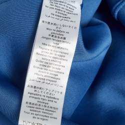 Pre Owned Elisabetta Franchi Blue Snake Print Detail Neoprene Short Sleeve Top M