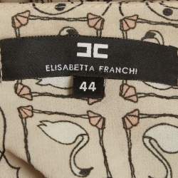 Pre Owned Elisabetta Franchi Beige Abstract Print Chiffon Strapless Maxi Dress M