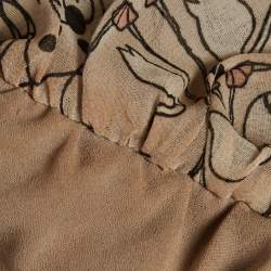 Pre Owned Elisabetta Franchi Beige Abstract Print Chiffon Strapless Maxi Dress M