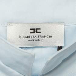 مملوكة مسبقًا Elisabetta Franchi Light Blue Cotton Tie Detail Crop Shirt M