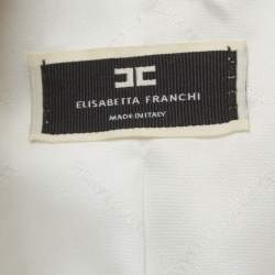 Pre Owned Elisabetta Franchi White Crepe Double Breasted Blazer L