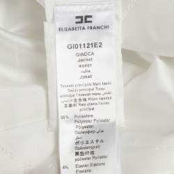 Pre Owned Elisabetta Franchi White Crepe Double Breasted Blazer L