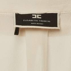 مملوكة مسبقًا Elisabetta Franchi Beige Crepe Studded Collar Shirt S