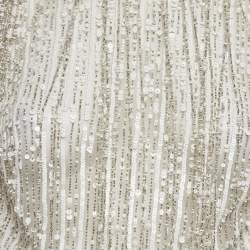Pre Owned Elisabetta Franchi White Embellished Tulle & Crepe Playsuit M