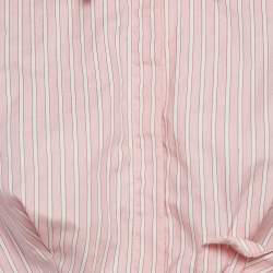 Pre Owned Elisabetta Franchi Pink Striped Cotton Tie-Up Detail Top M
