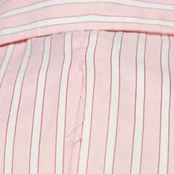 Pre Owned Elisabetta Franchi Pink Striped Cotton Tie-Up Detail Top M