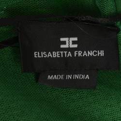 Pre Owned Elisabetta Franchi Green Sequin Tulle Sleeveless Bodysuit S