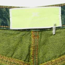 مملوكة مسبقًا Elisabetta Franchi Neon Green denim Cargo Jeans S Waist 27" 