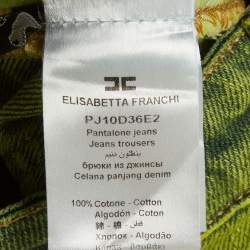 مملوكة مسبقًا Elisabetta Franchi Neon Green denim Cargo Jeans S Waist 27" 