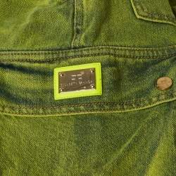 مملوكة مسبقًا Elisabetta Franchi Neon Green denim Cargo Jeans S Waist 27" 