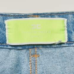 Pre Owned بنطلون جينز إليسابيتا فرانكي دنيم أزرق مزين بالترتر بجيب كارجو مقاس وسط 27 صغير