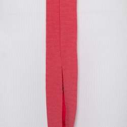 Pre Owned Elisabetta Franchi White Rib Knit Contrast Detail Belted Button Front Dress M