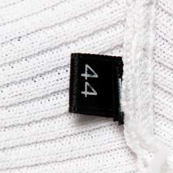 Pre Owned Elisabetta Franchi White Rib Knit Contrast Detail Belted Button Front Dress M