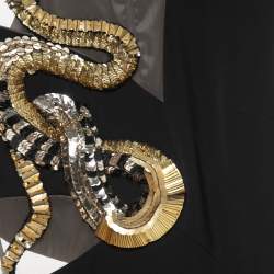 Pre Owned Elisabetta Franchi Black Crepe Snake Embellished Sleeveless Gown M