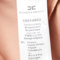 Pre Owned Elisabetta Franchi Pink Jersey Draped One Shoulder Bodysuit M