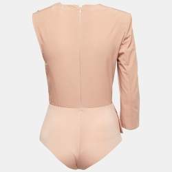 Pre Owned Elisabetta Franchi Pink Jersey Draped One Shoulder Bodysuit M