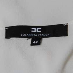 Pre Owned Elisabetta Franchi White Crepe Sleeveless Top M