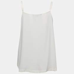 Pre Owned Elisabetta Franchi White Crepe Sleeveless Top M