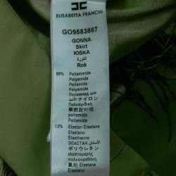 Pre Owned Elisabetta Franchi Beige Knit Fringed Mini Skirt M