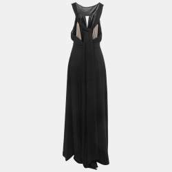 Elisabetta Franchi Black Crepe Draped Wide Leg Jumpsuit M