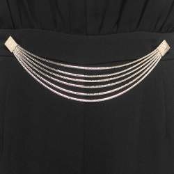 Elisabetta Franchi Black Crepe Draped Wide Leg Jumpsuit M