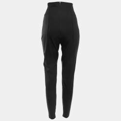 Elisabetta Franchi Black Knit Chain Detail Trousers L