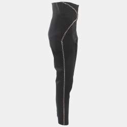 Elisabetta Franchi Black Knit Chain Detail Trousers L