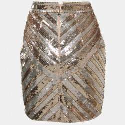 Elisabetta Franchi Pink Sequined Mini Skirt L